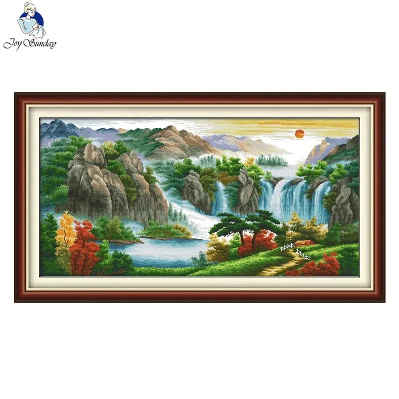 Aida 16/14/11CT Kit punto croce ricamo Art Craft High Mountains Pattern stampato tela contato Kit da cucito in stile cinese