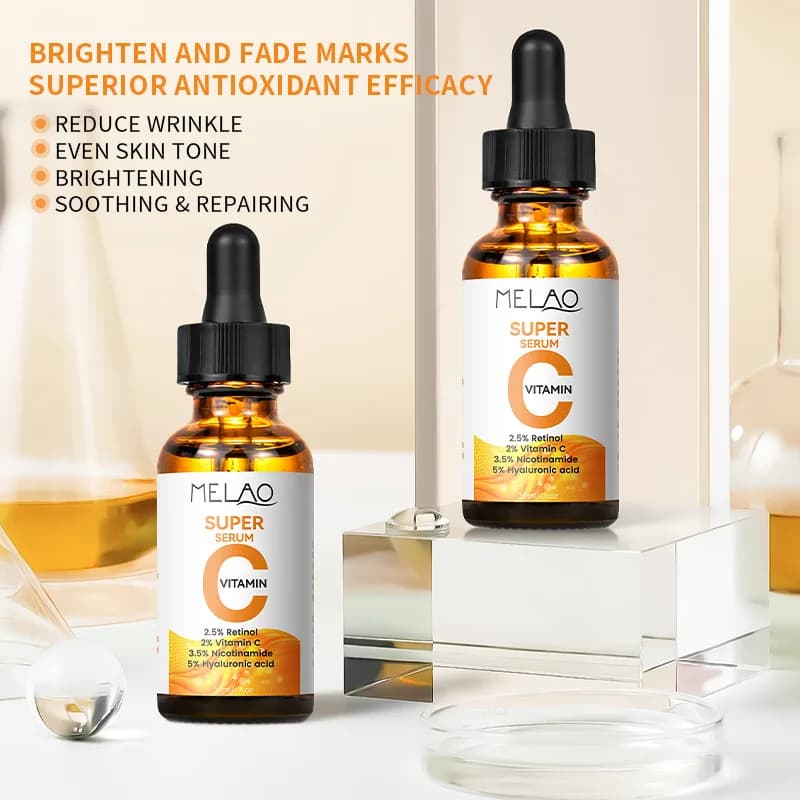 Brightening serum to vitamin C: repairs and moisturizes radiant skin and uniform tones