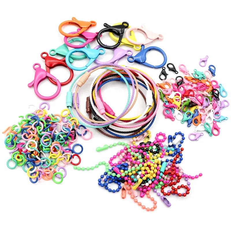 New Fashion Multi-colori Lega mista Anelli aperti Chiusura a moschettone Ganci Catene a sfera Gioielli fai da te Forniture per risultati