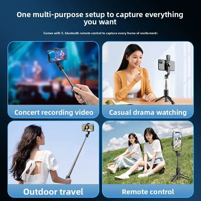 Supporto per telefono L10, selfie stick, treppiede in lega di alluminio, telecomando wireless Bluetooth, mini supporto da tavolo per video live