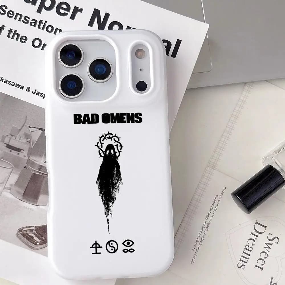 Custodia per telefono Music Band B-Bad Omens per iPhone 17 16 15 14 13 12 11 Pro Max Plus Mini, trasparente, antiurto, morbida