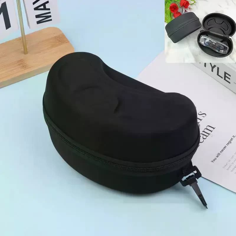Custodia protettiva rigida in EVA per occhiali da sci, borsa portatile antiurto per occhiali da snowboard con moschettone per sport invernali all'aperto