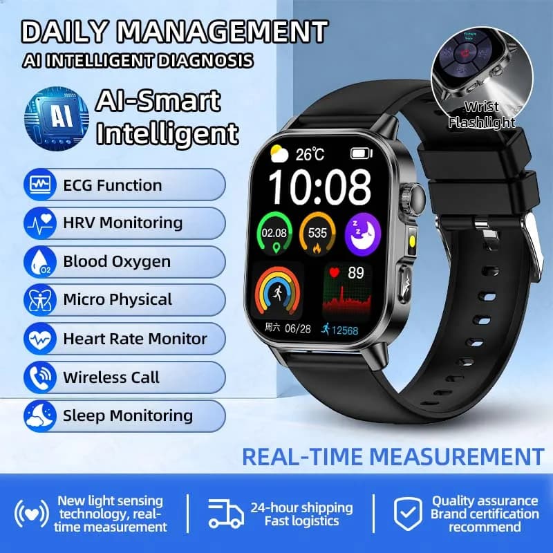 LIGE 2026 Nuovo Smartwatch per Monitoraggio Salute e Infermieristica, Tracker Lipidi e Acido Urico, ECG+PPG, Chiamate Bluetooth, Orologio Intelligente per Uomini e Donne