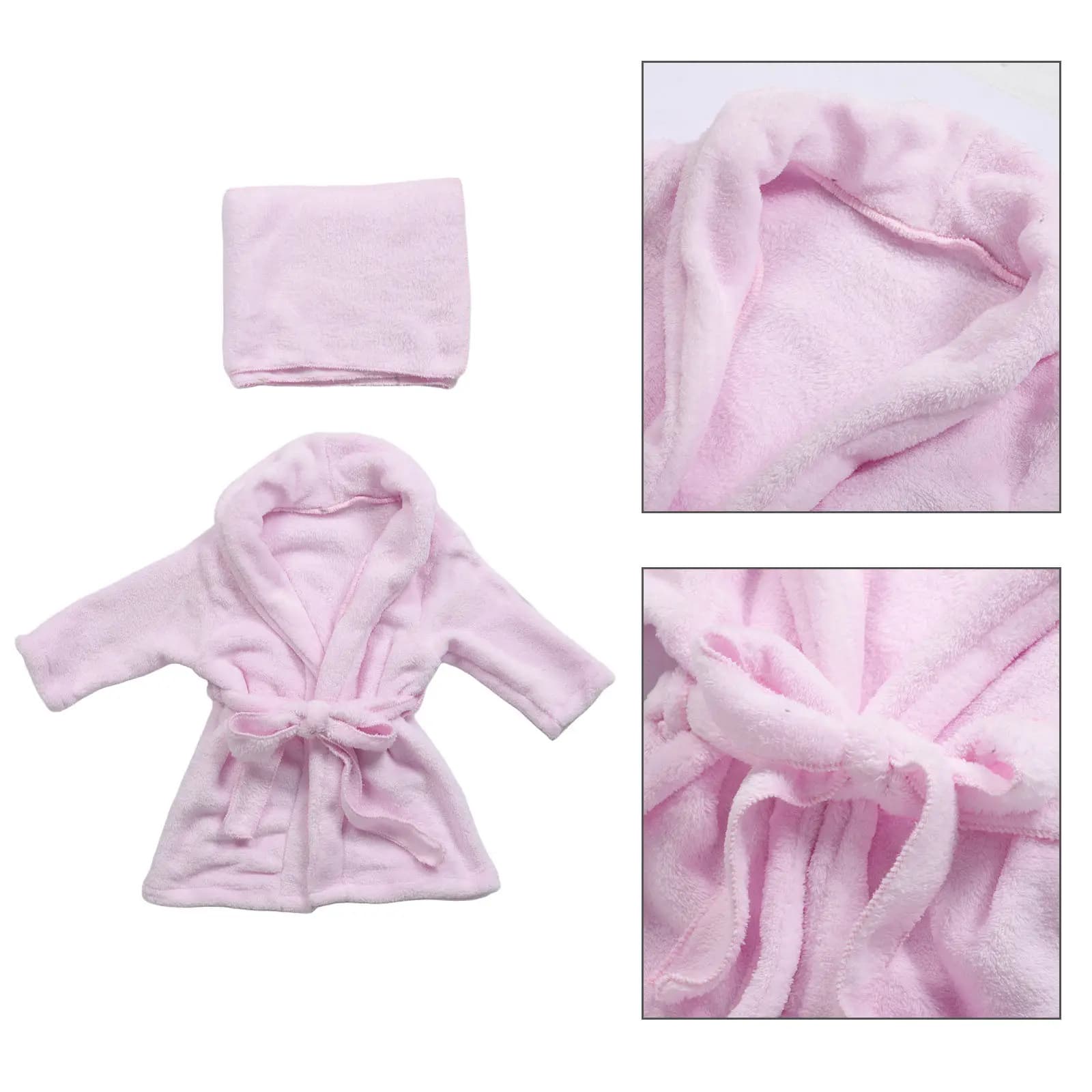 Set Accappatoio per Neonati in Pile Corallo con Cappuccio e Foulard, Morbido e Caldo, per Bambini 7-12 Mesi, Inverno