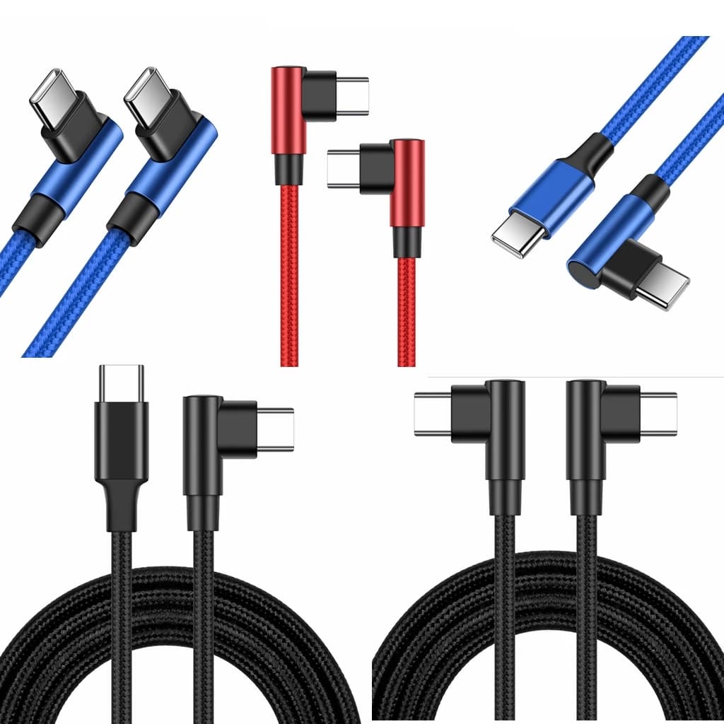 Angolo di 90 gradi Doppio gomito Tipo-c Maschio a Tipo-c Cavo USB C 60W PD Carica rapida Cavo di ricarica rapida Cavo per telefono cellulare