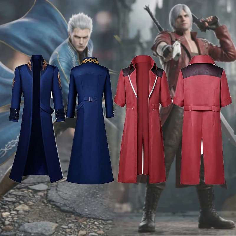 Devil May Cry 3 Dante Vergil Men's Cosplay Costume Full Set Game-Themed Halloween Outfit Role Play Uniform for Party And Show