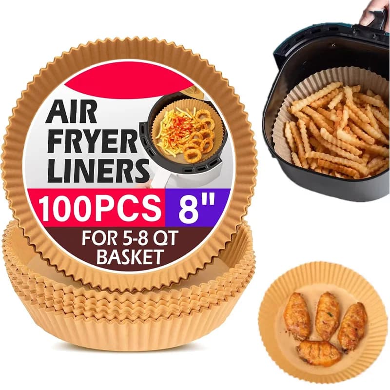 50/100 pieces of disposable paper for air fryer, round non-stick baking paper for air fryer, kitchen accessories