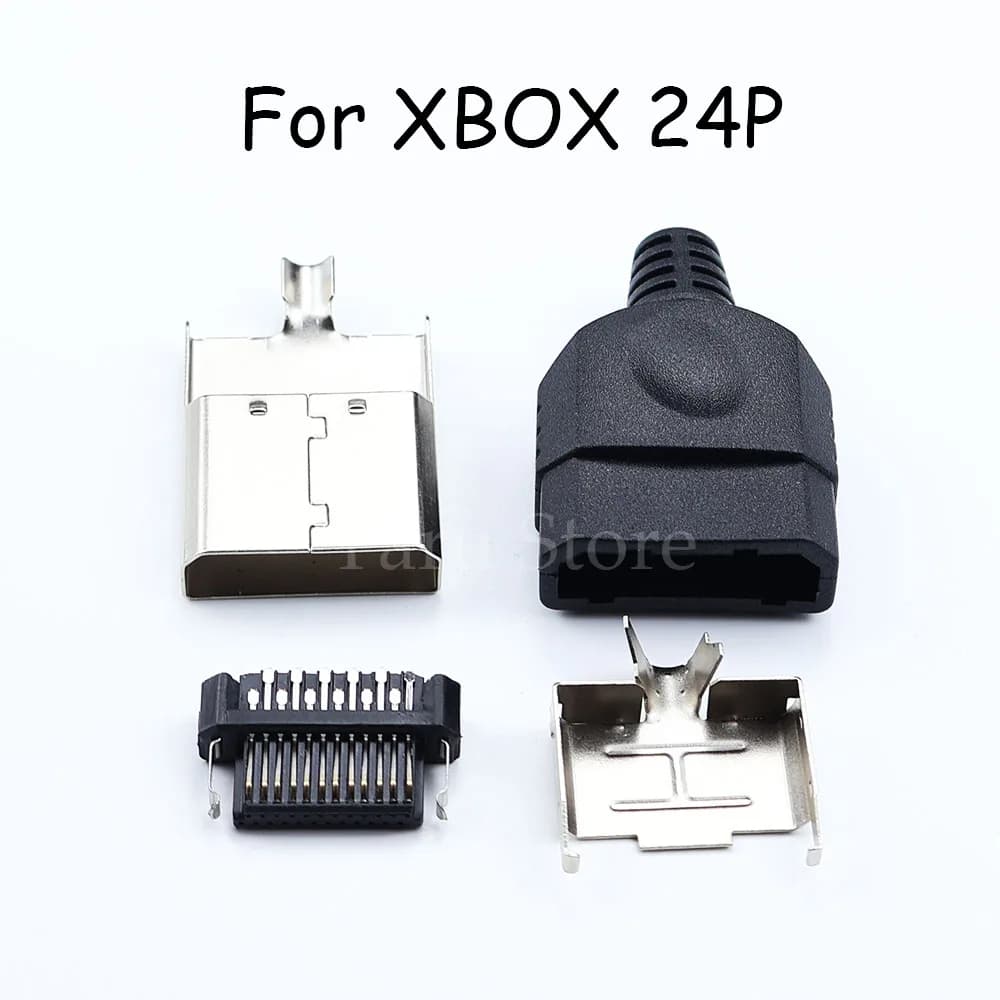 5/10pcs For XBOX AV Cable 24Pin Plug Connector Replacement Shell Accessories 4 in 1 Board to Board With Metal Cover Rubber Core