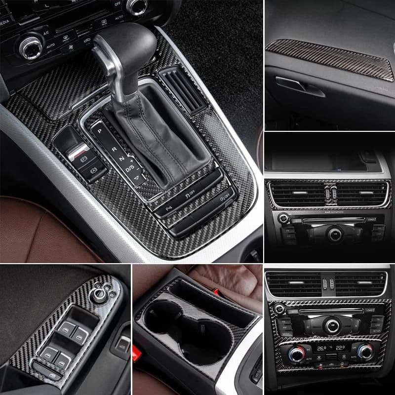 Carbon Fiber For Audi A4 B8 A5 Interior Auto Gearshift Air Conditioning CD Panel Door Arm Cover Trim Wall decal Auto Accessories