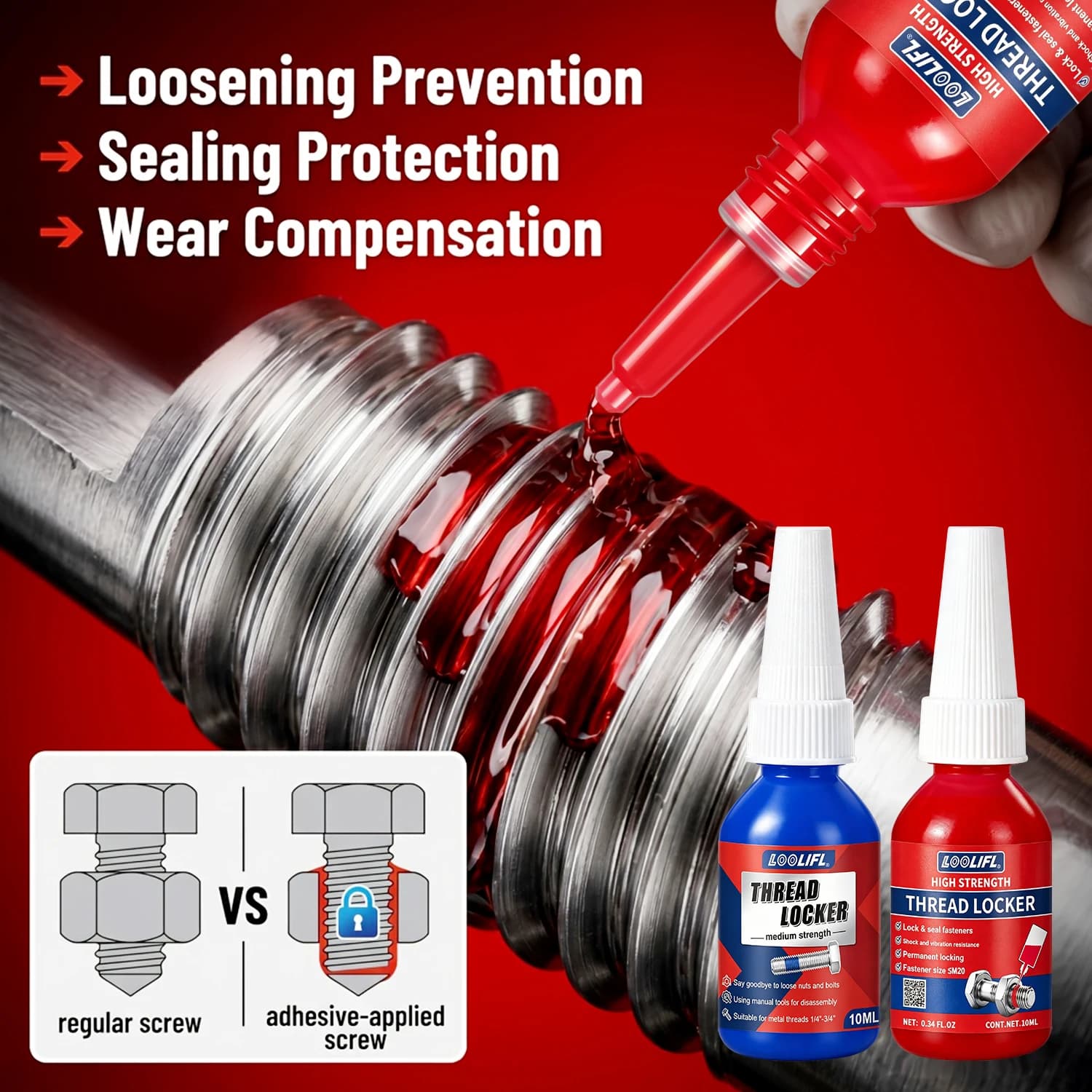 243 271 50G Threadlocker Anaerobic Adhesive Anti Loose Screw Glues Thread Locking Agent Sealant For Metal Bolts Nuts Repair Tool