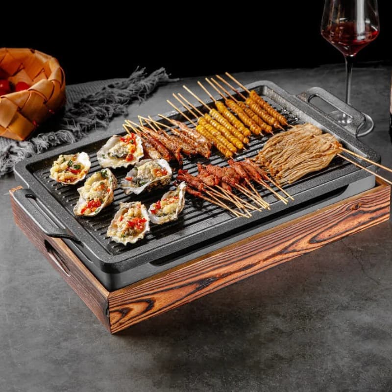 Smokeless Portable BBQ Grill Korean Japanese Barbecue Oven Charcoal BBQ Alcohol Stove Non-Stick for Household and