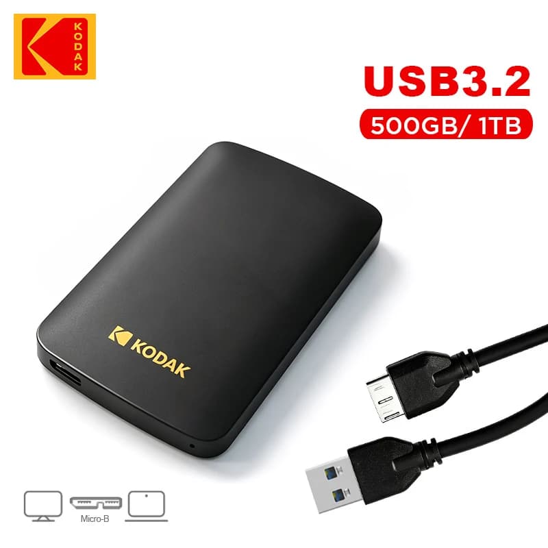Kodak Portable External Hard Drive HDD P150 5Gbps USB3.0 External Hard Disk 500G 1TB Large-capacity Storage PS4/Xbox/PC