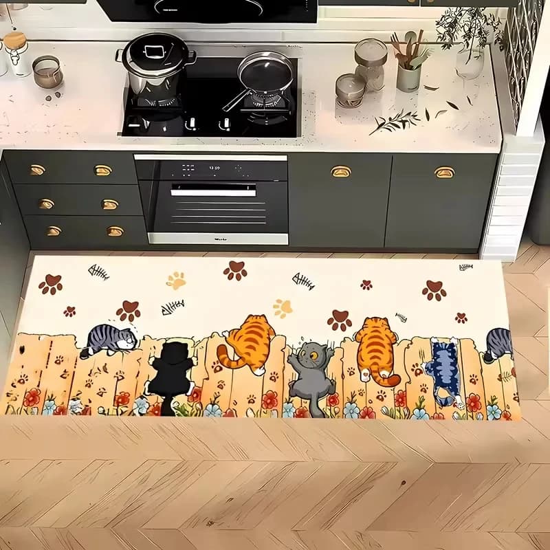 Tappetino da cucina VIKAMA a forma di zampa di gatto, tappetino antiscivolo e antimacchia, tappetino per bagno e ingresso, regalo per l'arredamento della casa adatto agli animali domestici