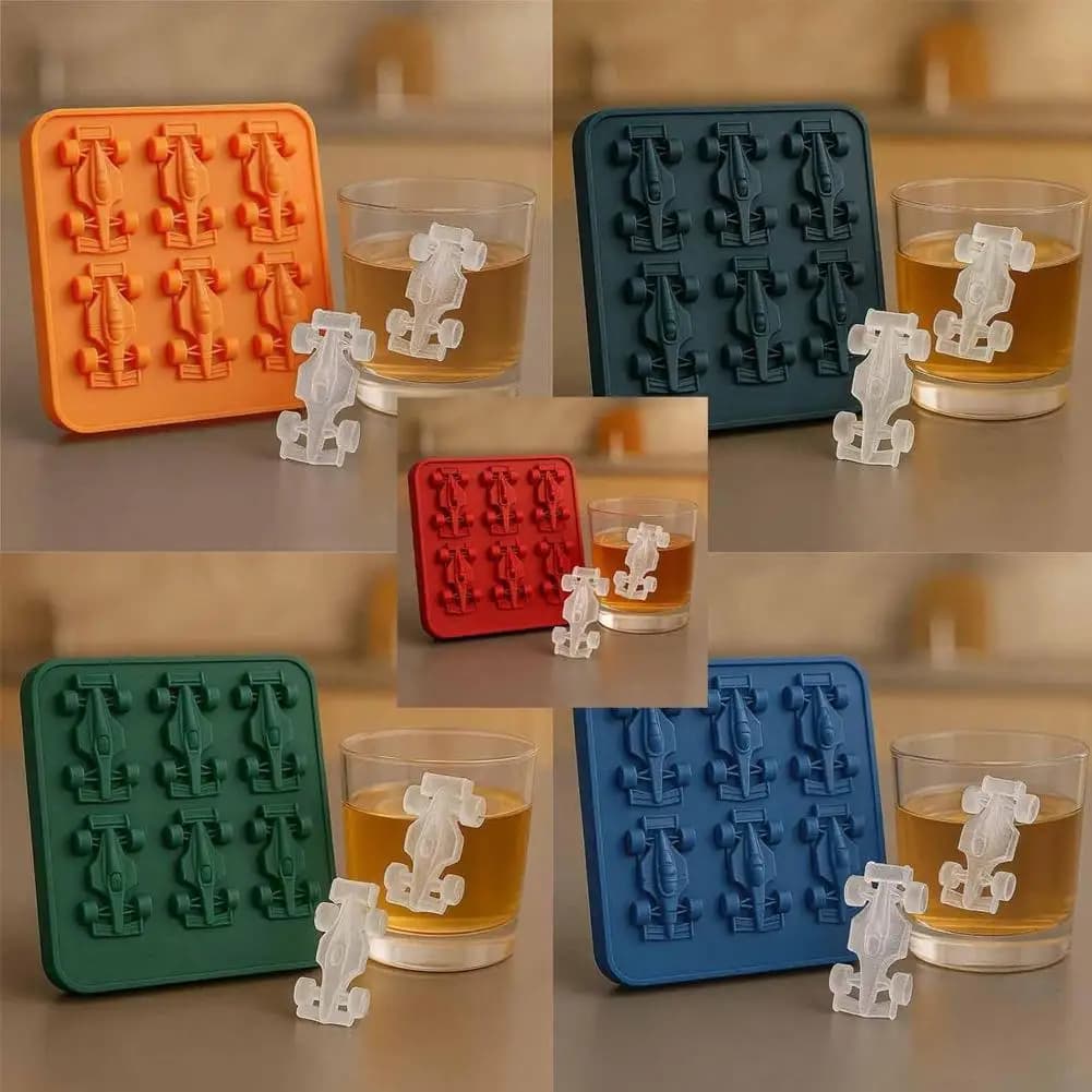 Formula Racing Car Ice Mold F1 Ice Mold, Silicone Racing Car Jelly Mold, 6-Cavity 3D Race Car Tumbler Ice Cube Tray Baking Tool