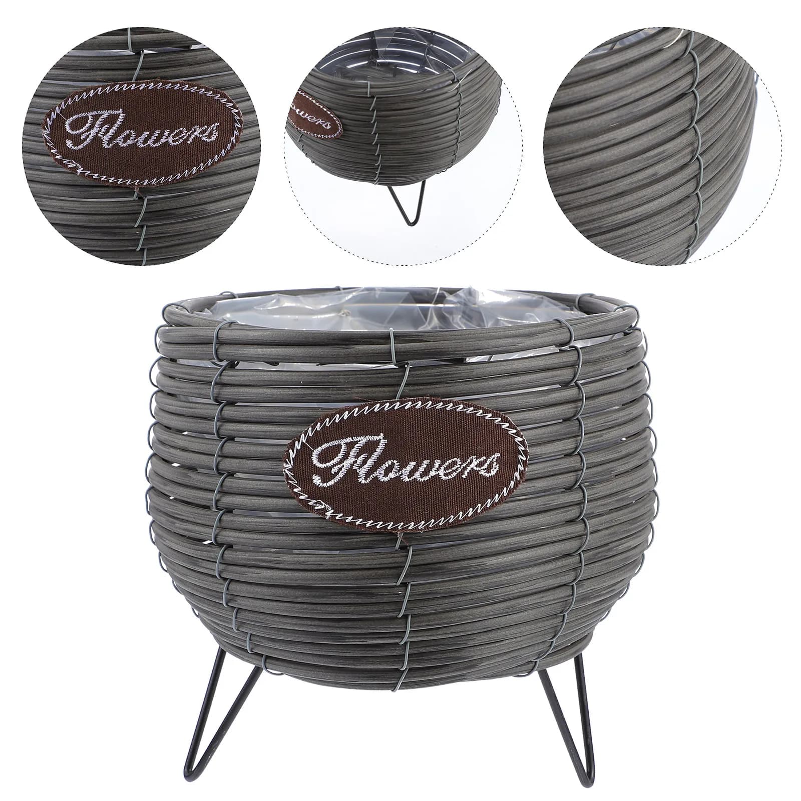 1 Pezzo Portafiori in Metallo, Pratico Supporto per Bonsai da Balcone, Vaso Decorativo Multiuso, Fioriera in Rattan per Piante Grasse e Cactus