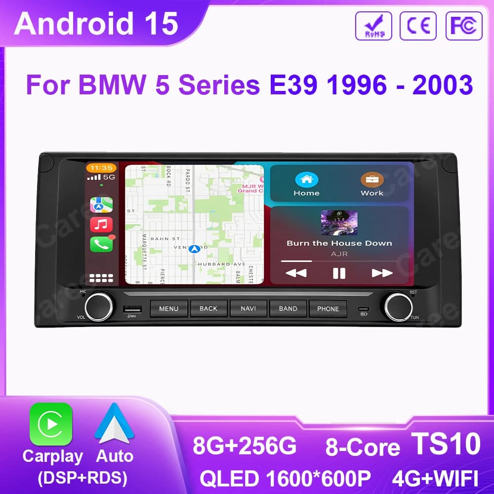 10.25 inch Android Auto car Radio GPS Navigation For BMW 5 Series E39 1996 - 2003 Multimedia Player Video 4G WIFI 2 Din Din DVD