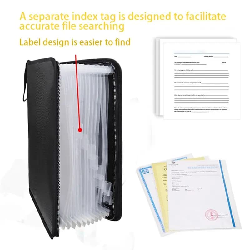 Fits for Fireproof Expanding File Folder, Fireproof File Folder Important Document Organizer Holder with Labels,(12 Pockets)