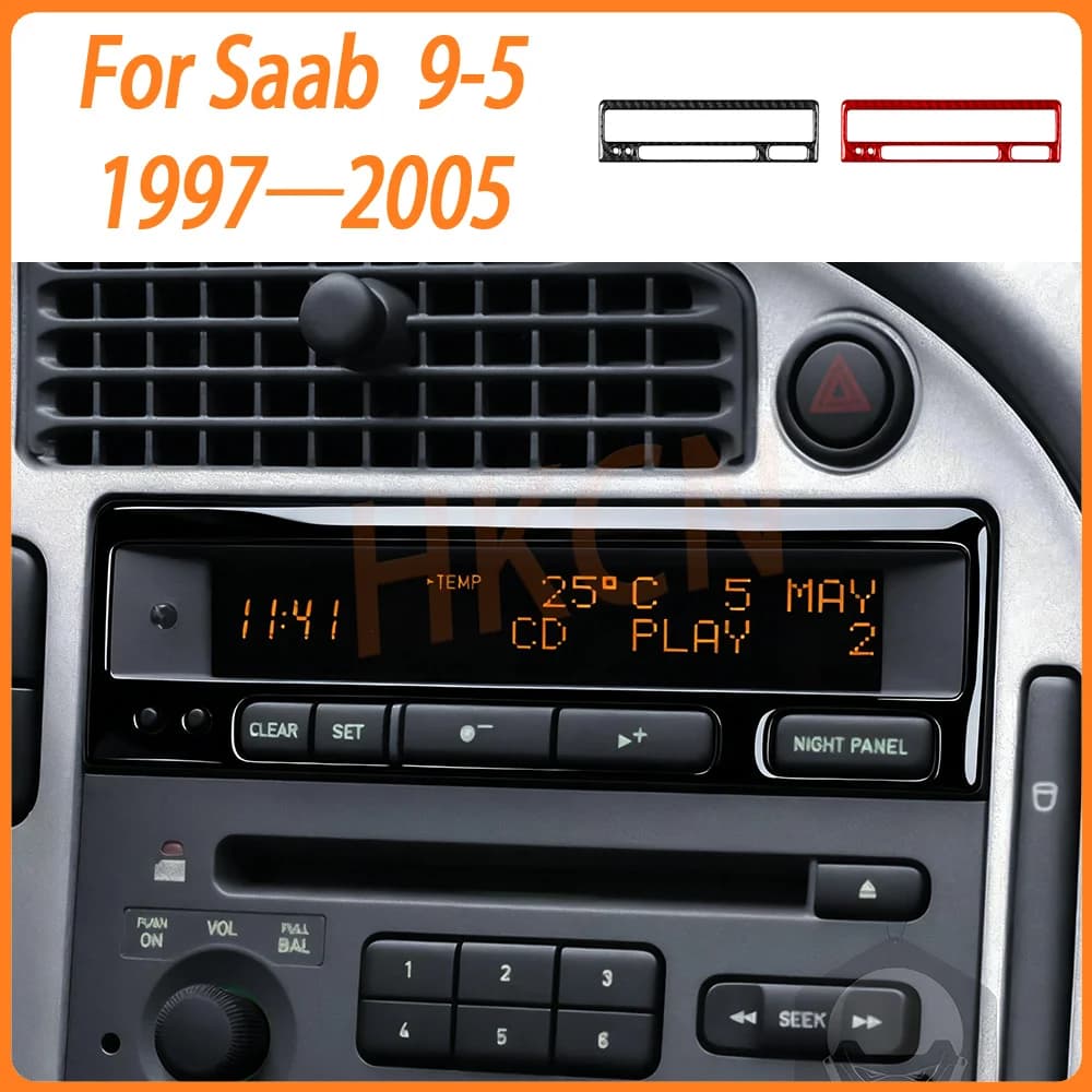 Accessori interni per auto Pannello display console centrale Adesivo rivestimento in fibra di carbonio compatibile con Saab 9-5 1997—2005