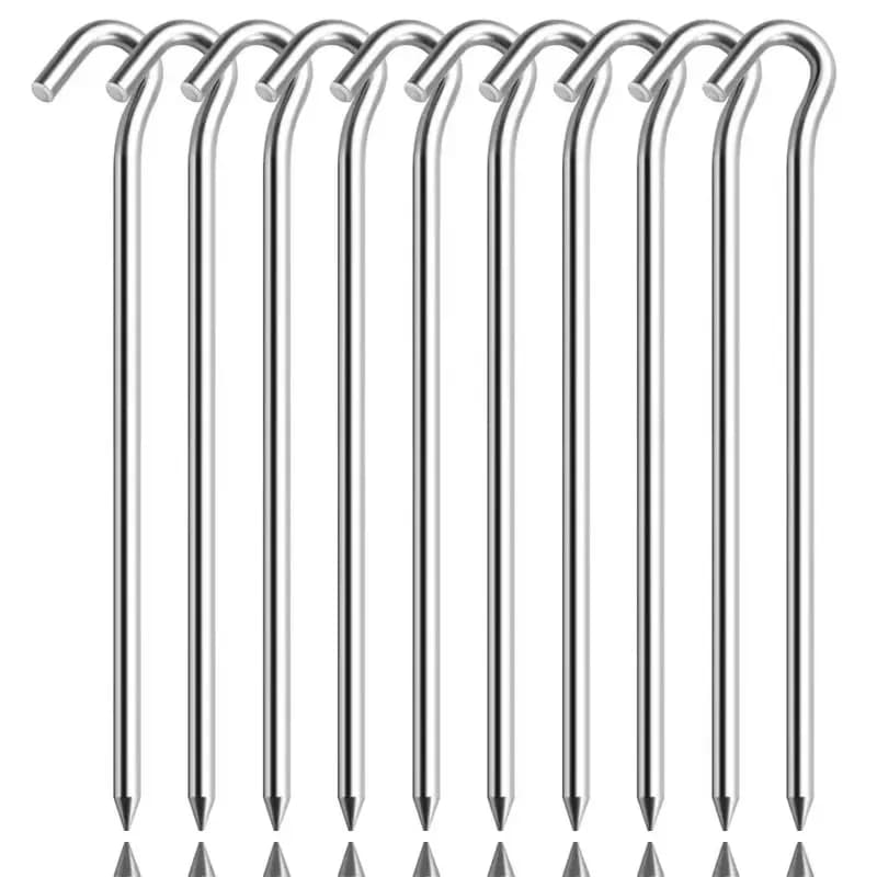 Picchetti per tende in alluminio da 10 pezzi con ganci, picchetti per telo da campeggio da viaggio all'aperto, picchetti da terra, tenda dura e leggera