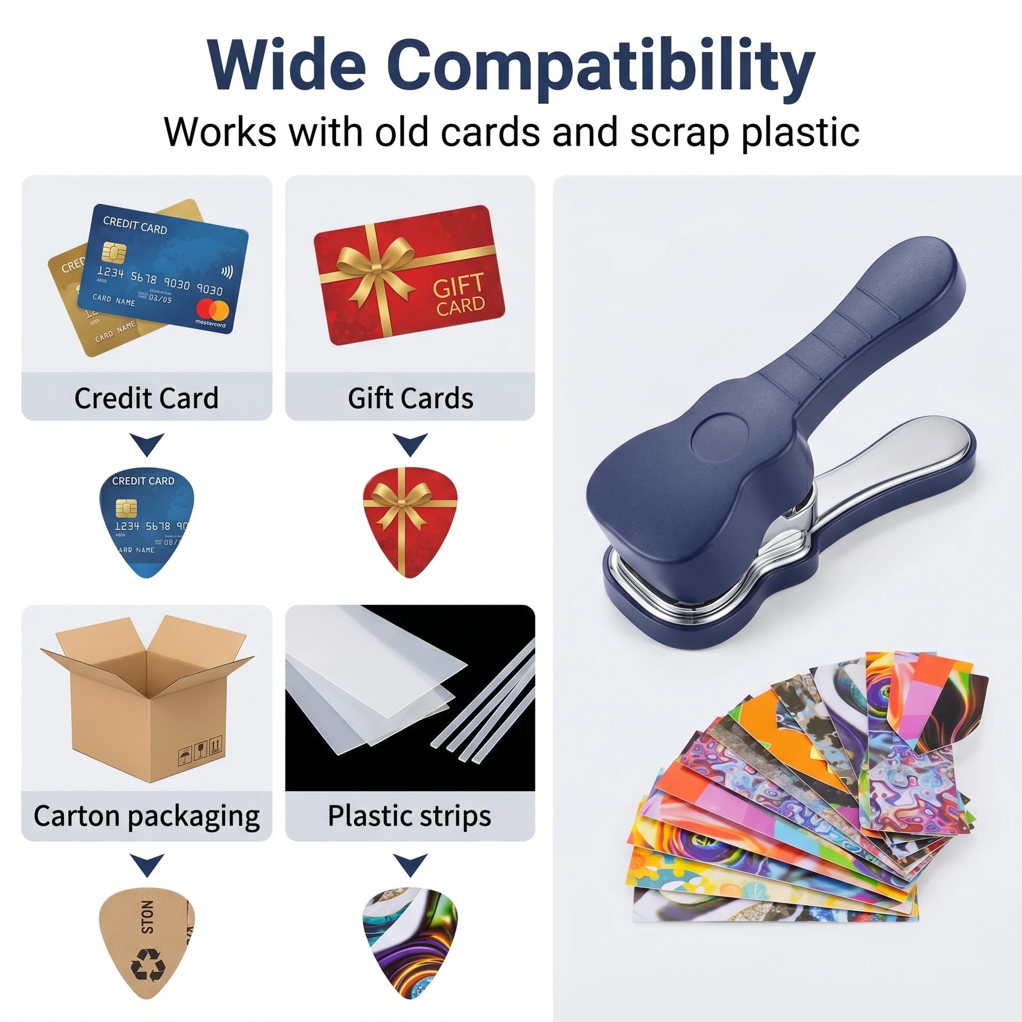 Guitar Pick Punch Kit,15 Variety Pick Strips DIY Maker Tool for Medium Guitar Picks, Unique Gift for Guitar Lovers & Home Studio