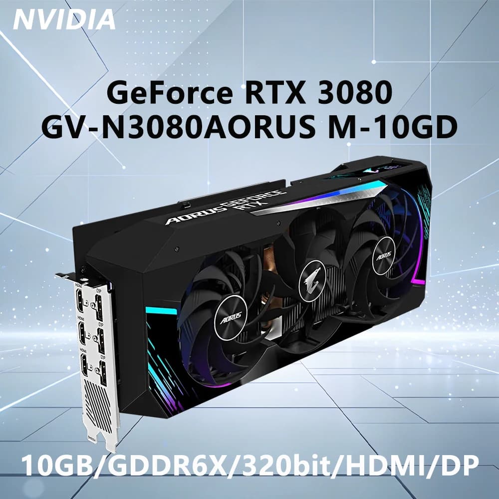 Scheda Grafica GIGABYTE RTX 3080 10GB GDDR6X AORUS GeForce RTX 3080 MASTER, Interfaccia PCI-E 4.0 HDMI DP, 19000 MHz per PC Desktop