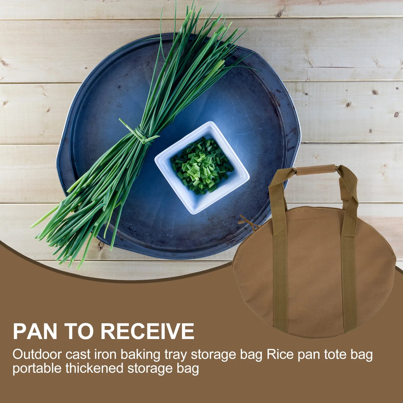 Cast Iron Skillet Bag Heavy Duty Oxford Cloth Portable Pan Storage Pouch for Outdoor Travel Home Bbq Frying Pan Organizer