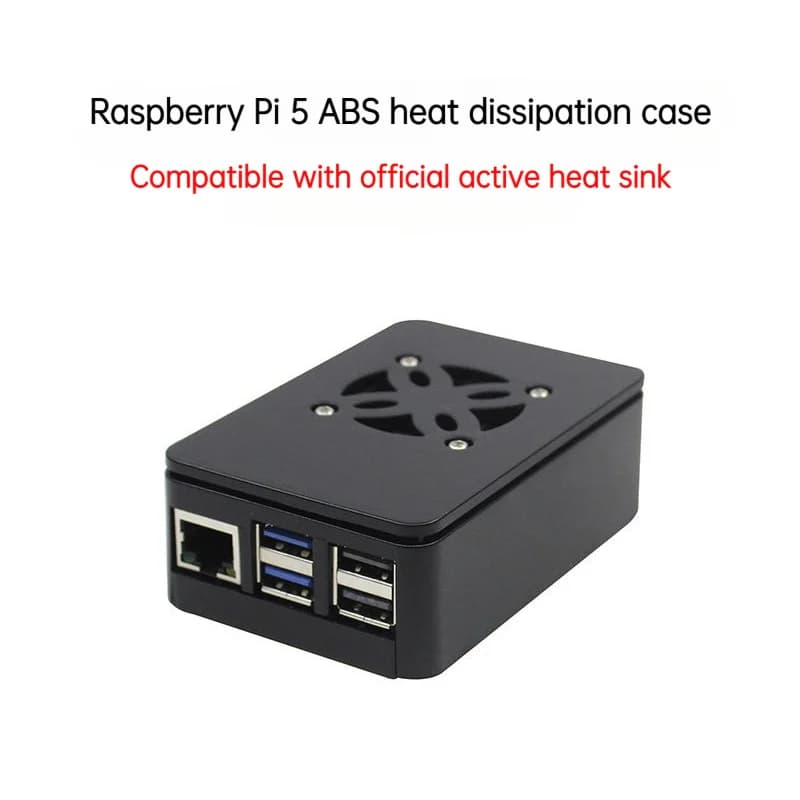 Raspberry Pi 5 ABS Case PWM Fan Active Cooler Compatible Enclosure