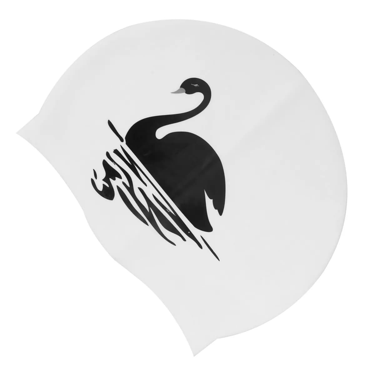 1Pcs Swan Printed Silicone Swimming Cap Waterproof Hair Dry Swim Hat Women Elastic Comfort Fit Chlorine Resistant Pool Swim