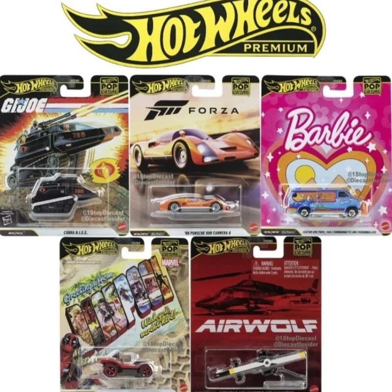 Hot Wheels Premium Pop Culture Cobra Hiss Van Forza Spider-Mobile Airwolf 1:64 Modellini Auto in Metallo Pressofuso Giocattoli da Collezione