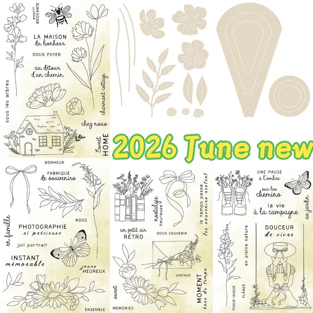 2026 June new Assiette de Dresde metal cut dies and clear stamps scrapbooking to make paper engraving frames card craft set