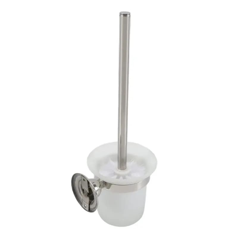 BAAJ-Chrome Spazzola per WC rotonda da parete e portaspazzola per WC in vetro smerigliato