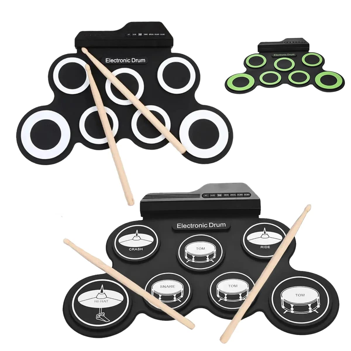 Miwayer Hand Roll Electronic Drum Set: Batteria Elettronica Pieghevole in Silicone con Bacchette e Pedale Sustain