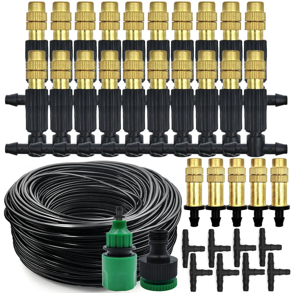 15M-30M Outdoor Nebulization Cooling System Garden Irrigation 1/4'''' Brass Atomizers Brass Pipe 4/7mm for patio greenhouse