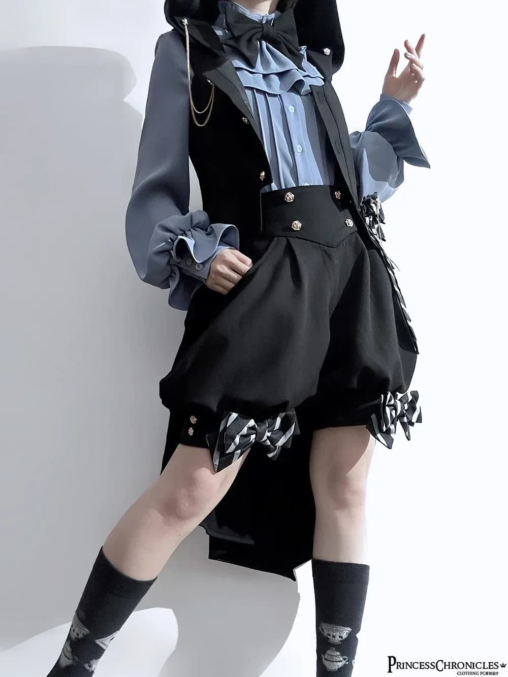 Men's Style Lolita Cosplay Dress Spring 2025 Long Sleeved Shirt Shorts Set for Role Games