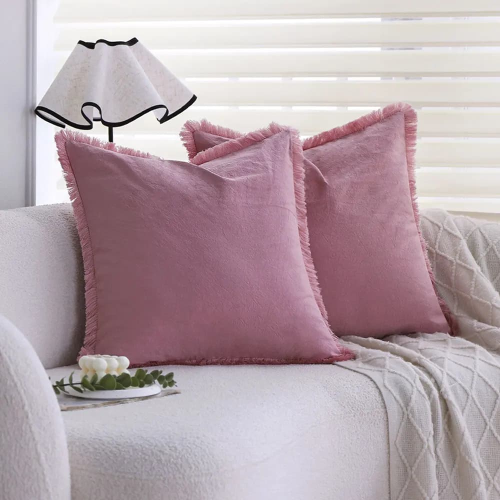 Pink pillow sheet with tassel Soft and breathable cushion cover for sofa Living sofa Federa 45x45 Boho Home Decor
