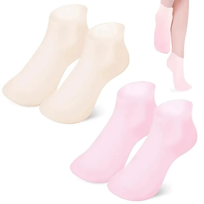 2 paia di calzini idratanti in silicone, adatti per piedi secchi e screpolati, rimuovono la pelle morta e lasciano la pelle liscia.