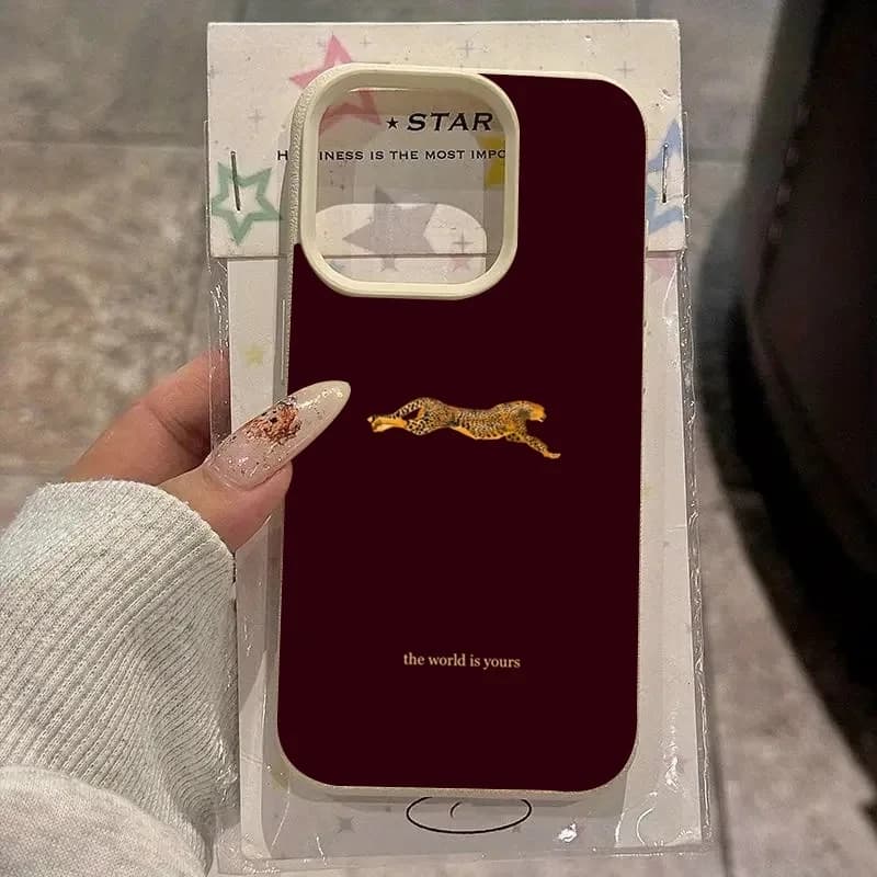 Custodia morbida per telefono moda leopardo vino rosso per iPhone 17 16 11 13 12 14 15 Pro Max XS X XR Plus 16E 16 17 Air Business Style Cover
