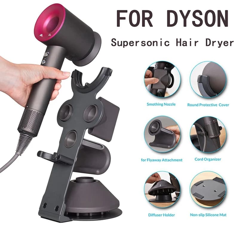 Support for Supersonic Hair Dryer with Cable Organizer, Heavy Steel Holder, Lacquered Finish