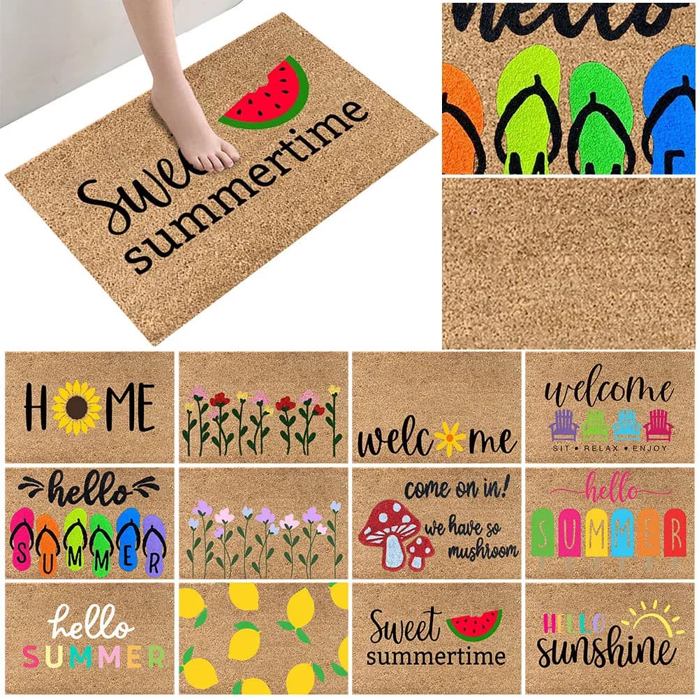 Tappetino per porta estivo tappetino per porta di benvenuto antiscivolo tappetino decorativo per porta d'ingresso 40x60cm zerbino a basso profilo per ingresso bagno