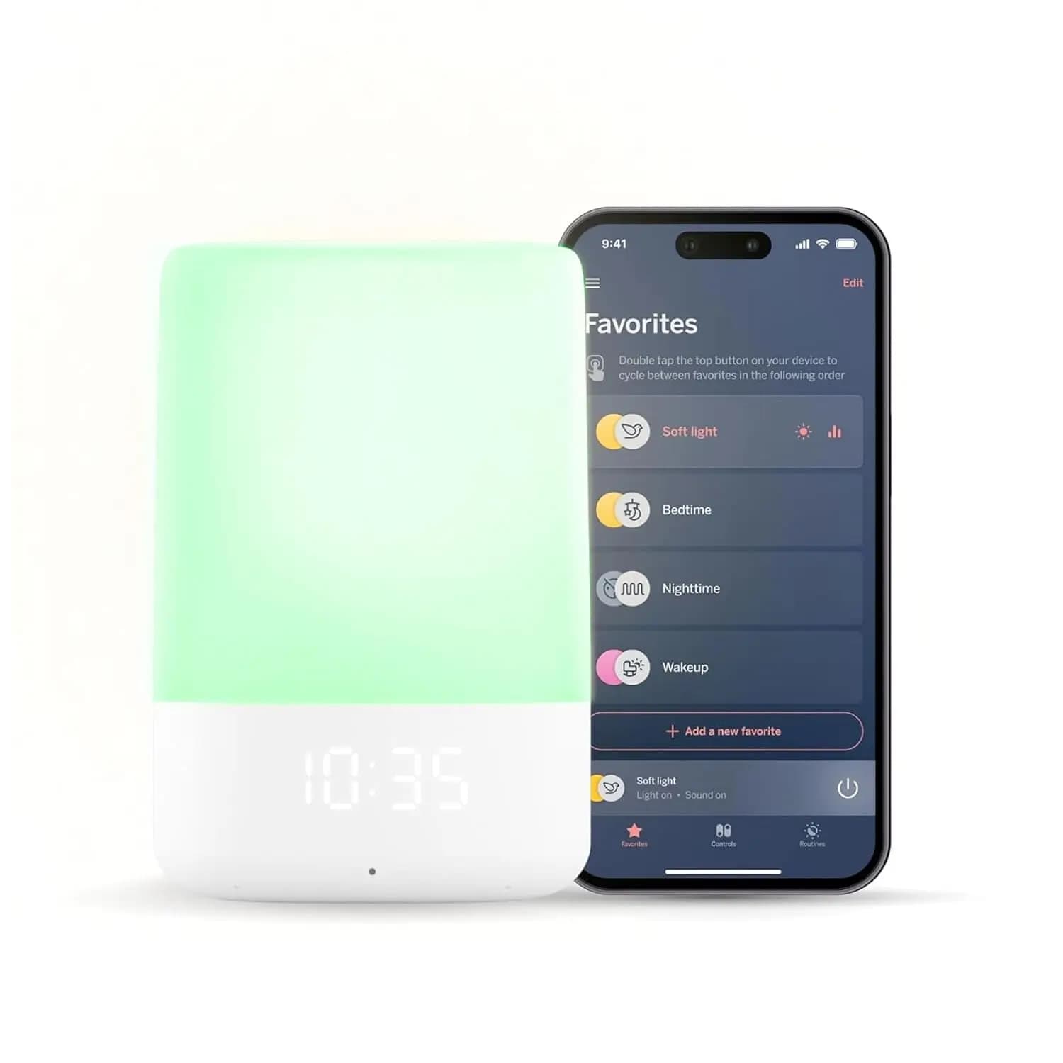 Luce notturna e macchina sonora intelligente per bambini con rilevamento del cromo, monitoraggio del sonno e batteria ricaricabile