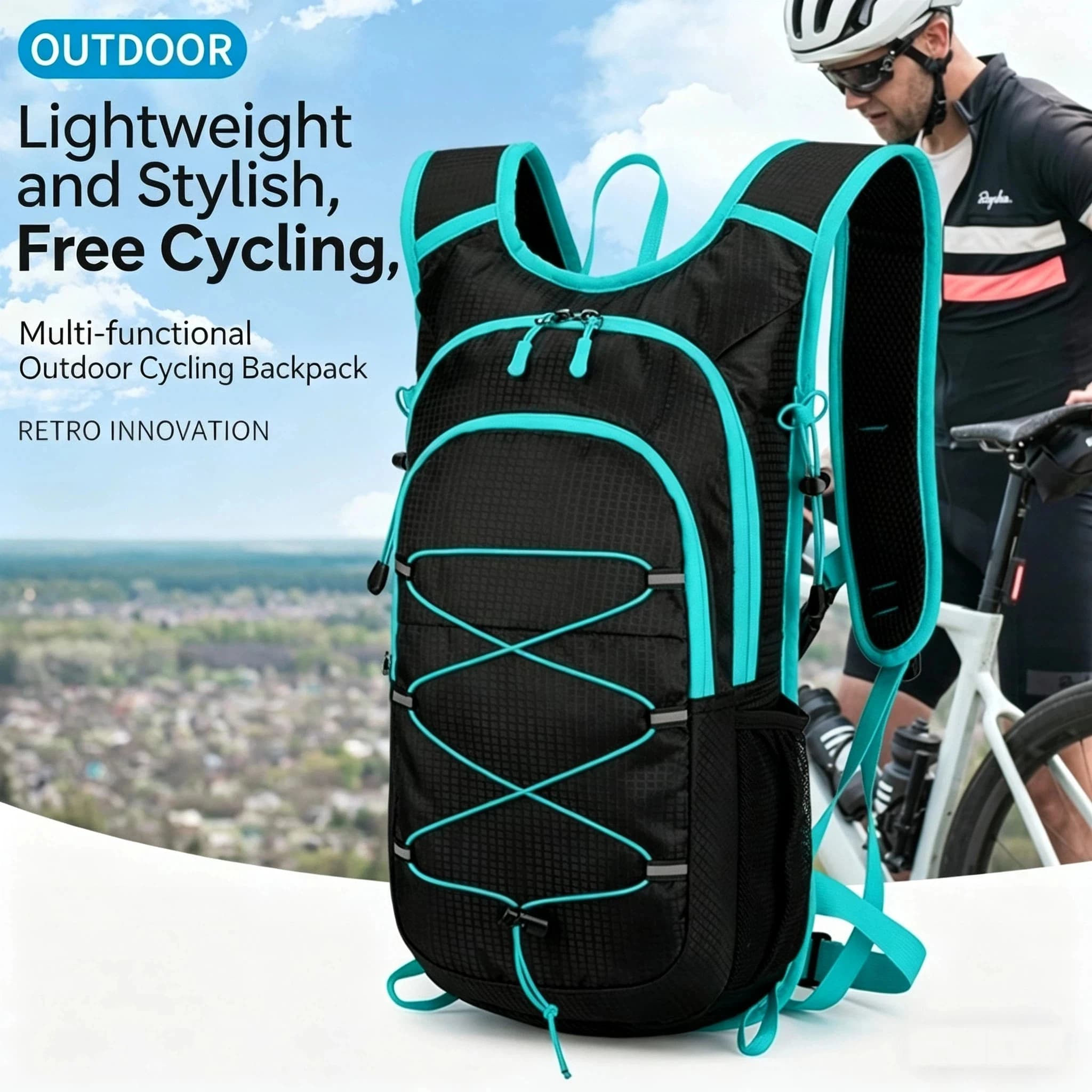 Zaino da Ciclismo Outdoor Impermeabile Portatile, Borsa per Bicicletta, Zaino per Sport all'Aperto, Arrampicata, Escursionismo, MTB, Bici da Strada con Sistema di Idratazione