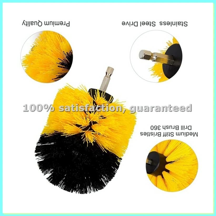 Set of 15 Electric Brushes for Cleaning Floors, Round Brush for Carpets, Glasses and Wheels, Auto-AD23 Washing Tools Set