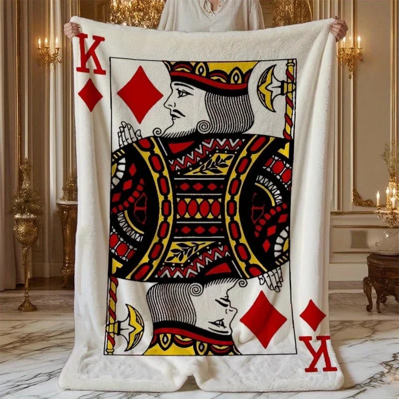 Poker K Flannel printed blanket suitable for all seasons suitable for living room office sofa and travel 180x250CM
