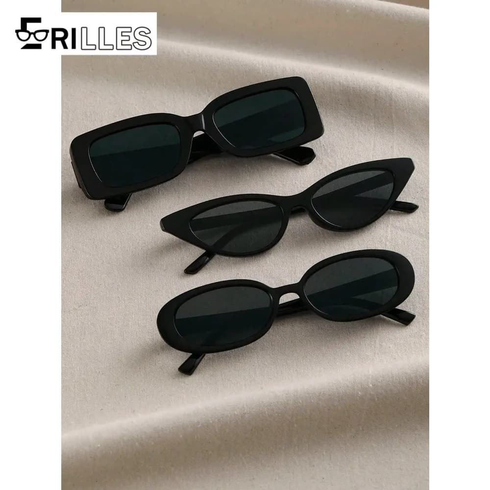 Occhiali da sole alla moda unisex Cat Eye, rotondi e quadrati con montatura in plastica da 3 pezzi per escursioni all'aperto