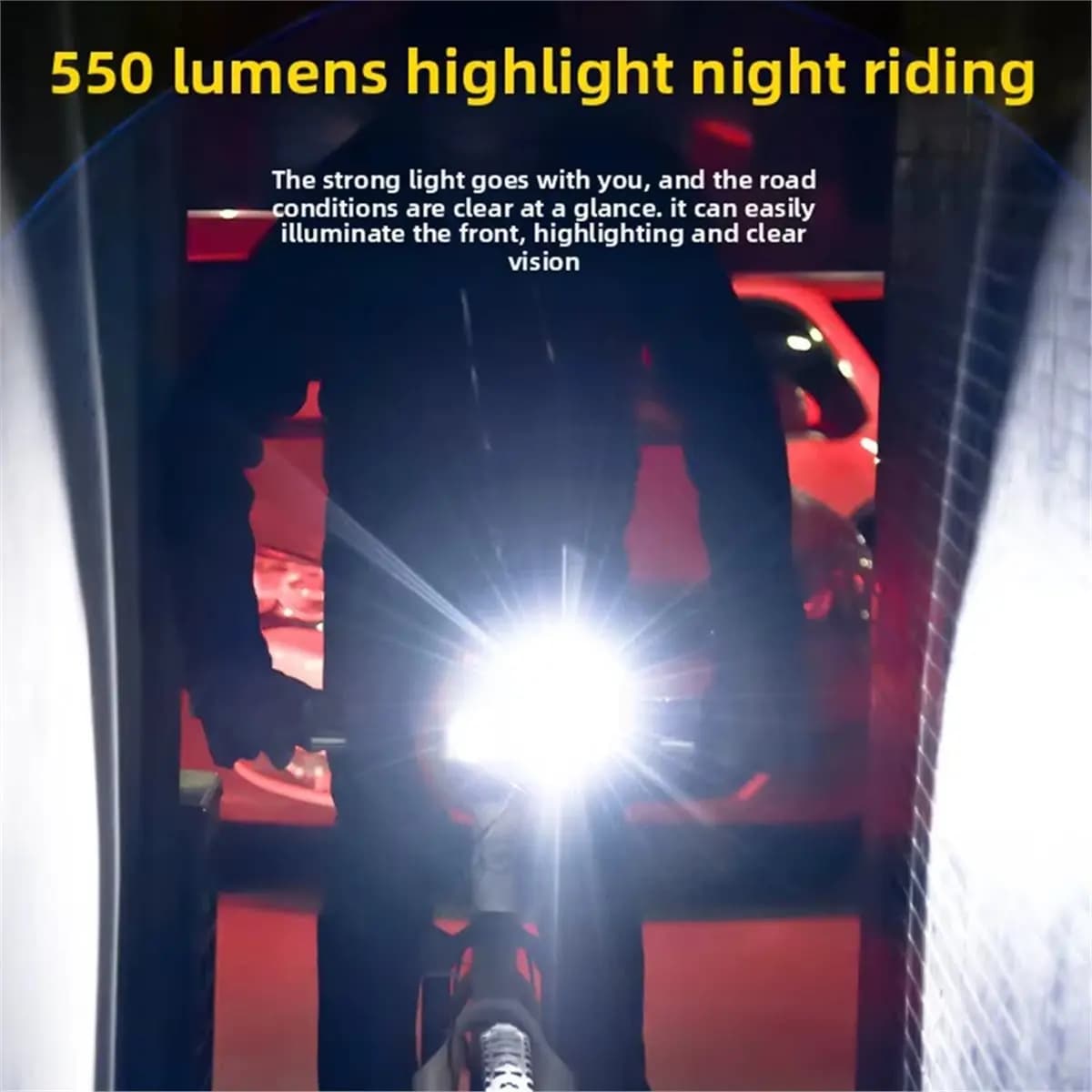 B72ABG Bicycle Lights Night Riding Lights 550 Lumens Road Bike Headlights Outdoor Lighting ABS Waterproof Riding Equipment