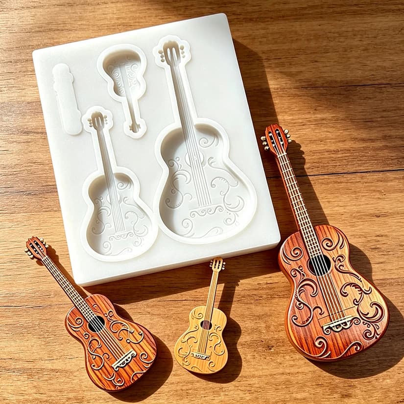 Guitar Silicone Sugarcraft Mold Resin Tools Cupcake Baking Mould Fondant Cake Decorating Tools
