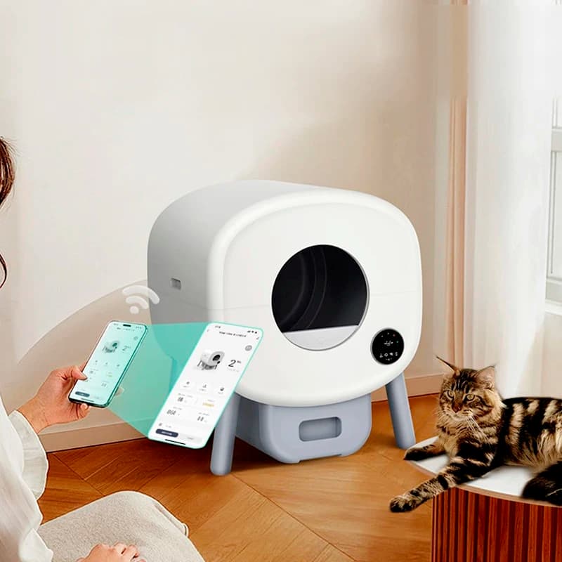 Lettiera Automatica Intelligente Extra Large per Gatti con Pulizia Automatica e Controllo Tramite App WIFI, Design in Plastica Facile da Pulire