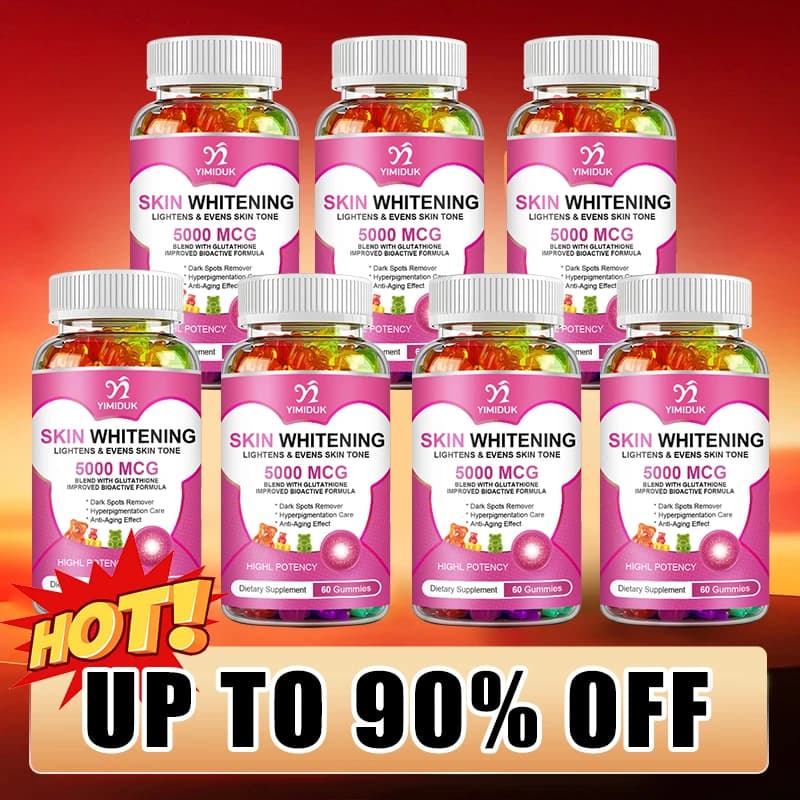 Glutathione gums for skin whitening, vitamins, collagen, anti-aging, anti-wrinkles, white gums for beauty.