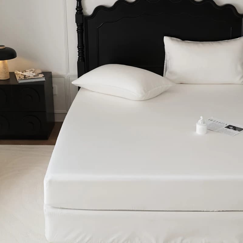 1pc Cal King Fitted Sheet Summer Cooling 100% Lyocell Deep Pocket Mattress Cover Luxury White Home Hotel Bed Linens 193*203cm