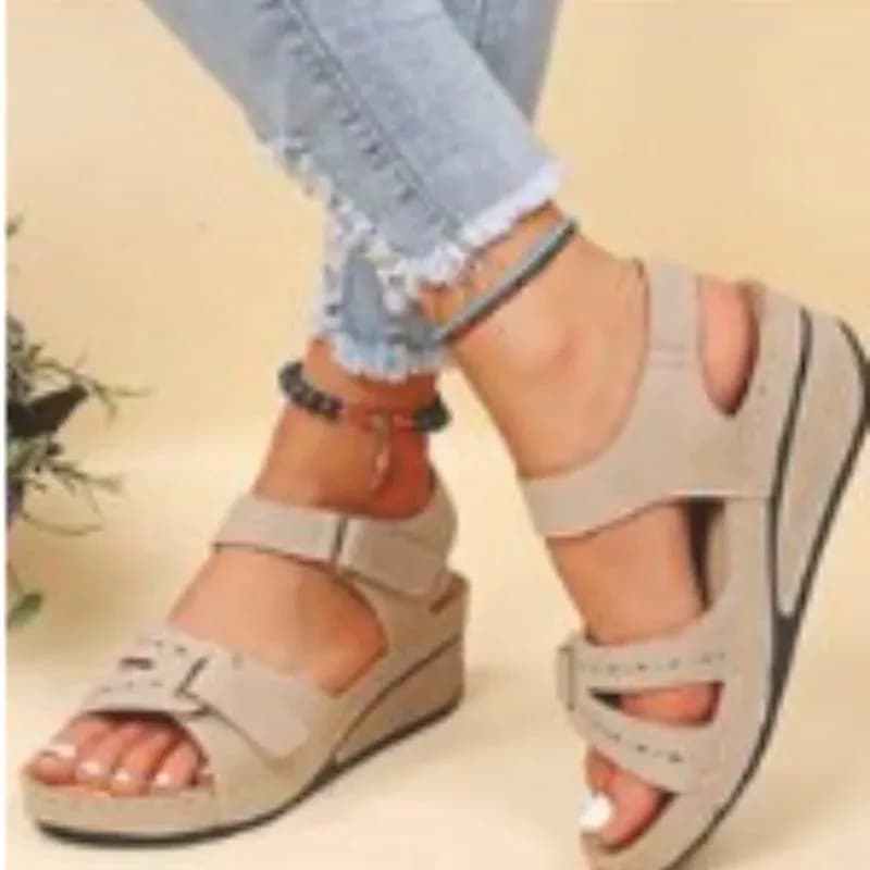 Women's Luxury Sandals with Design in Golden Stuff, Fashionable Summer Shoes with Open and perforated Toe, Design Beach Footwear